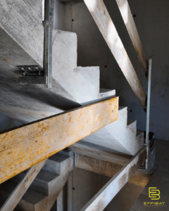 A view of the concrete staircase