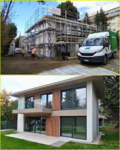 the home is completed with a before and after shot