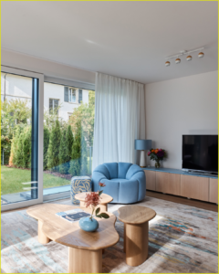 View of a home interior with couch and television